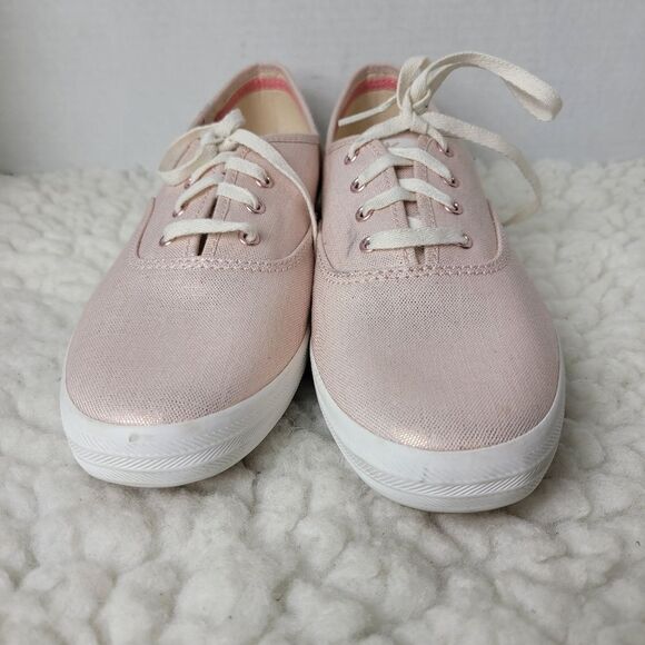 Keds Champion Metallic Womens Size 8.5 Linen ROSE Gold Low Top Sneaker - Picture 2 of 10